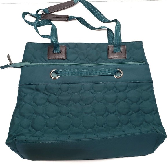 Thirty One Vary You Versatile Bag Tote Teal Blue Quilted Dots - Picture 2 of 10